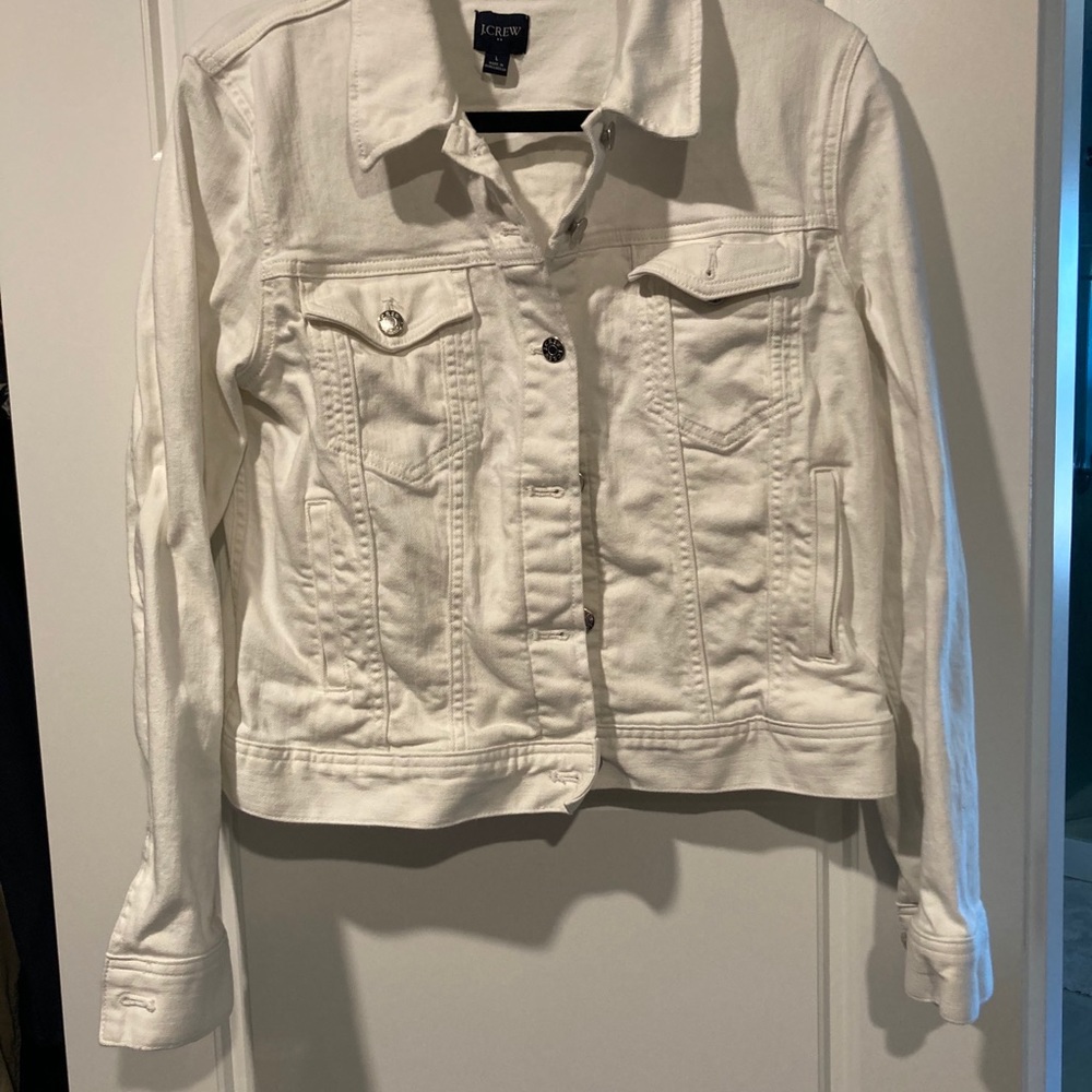 JCrew Factory white jean jacket size large